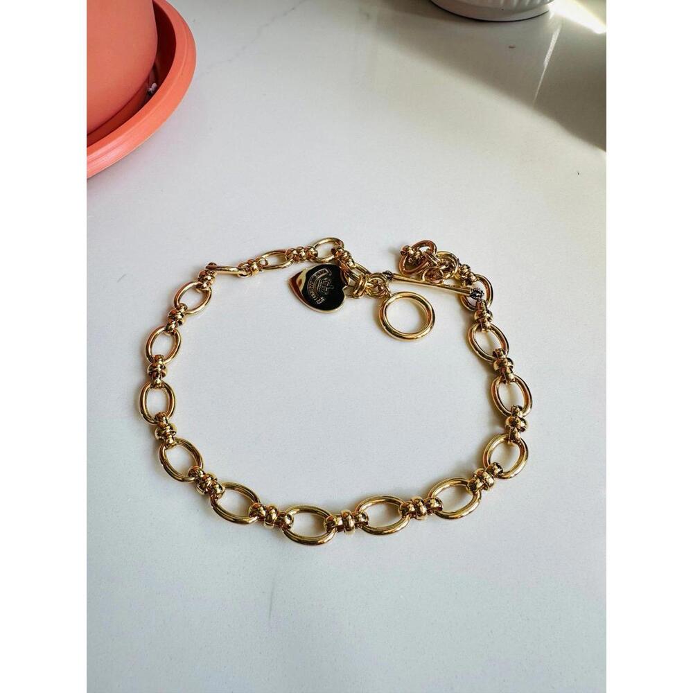 Royal Juicy Couture Logo Heart Gold Chain Link 18” Necklace Toggle Rare Women's
